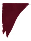 Faliero Sarti Triangular Cashmere Wool Scarf With Frayed Edges In Burgundy
