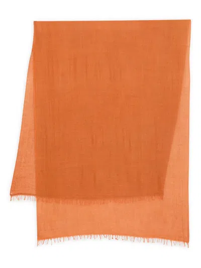 Faliero Sarti Fringed Cashmere Scarf In Orange