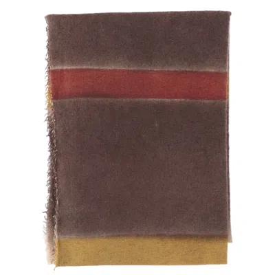 Faliero Sarti Fringed Cashmere-silk Scarf With Eros Pattern In Brown