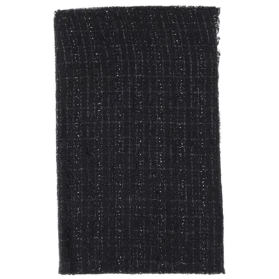 Faliero Sarti Fringed Rectangular Scarf With Metallic Thread Accents In Gray