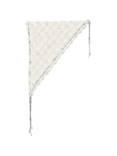 Faliero Sarti Fringed Triangular Scarf In White