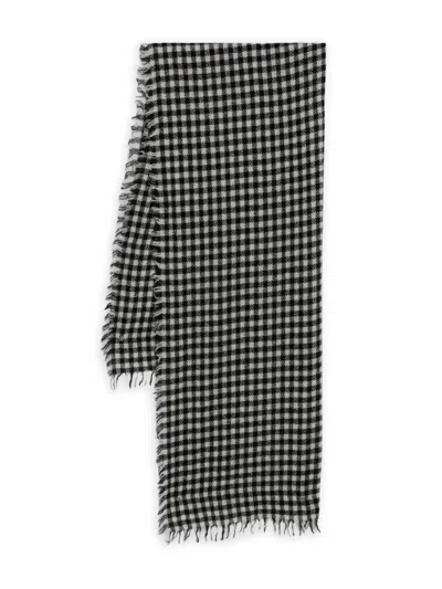 Faliero Sarti Gingham Frayed-edge Scarf In Black