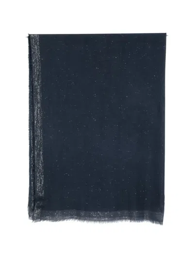 Faliero Sarti Glitter-effect Frayed Scarf In Blue