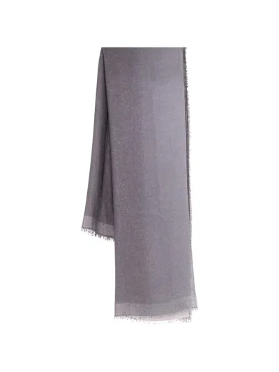 Faliero Sarti Glitter-effect Fringed Scarf In Gray