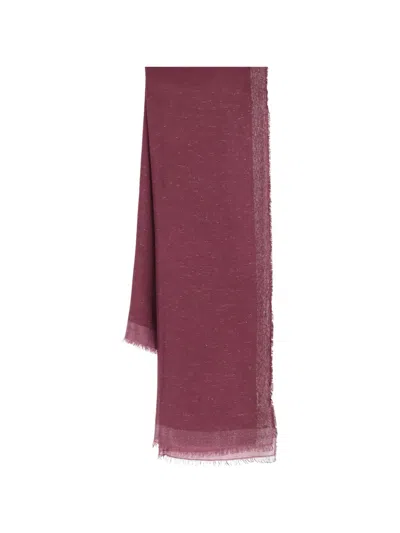 Faliero Sarti Glitter-effect Fringed Scarf In Purple
