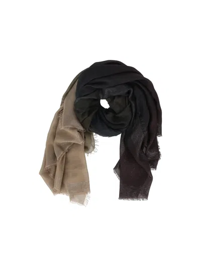 Faliero Sarti Gradient Earth Tones Scarf With Fringed Edges In Brown