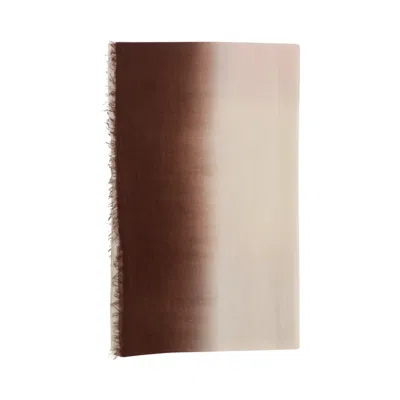 Faliero Sarti Gradient Effect Cashmere Scarf With Frayed Edges In Brown