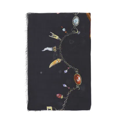 Faliero Sarti Graphic-print Frayed Scarf In Black