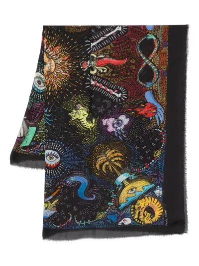 Faliero Sarti Graphic-print Scarf In Black