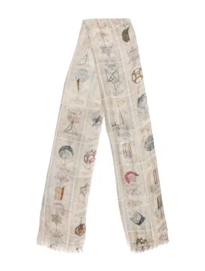 Pre-owned Faliero Sarti Graphic Print Scarf In Neutrals