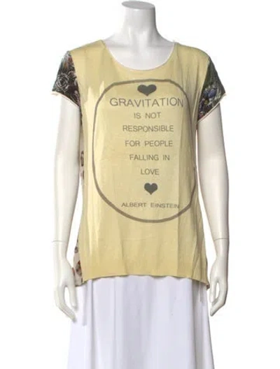 Pre-owned Faliero Sarti Graphic Print Scoop Neck Sweater In Yellow