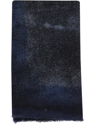 Faliero Sarti Graphic-print Wool-blend Scarf In Blue