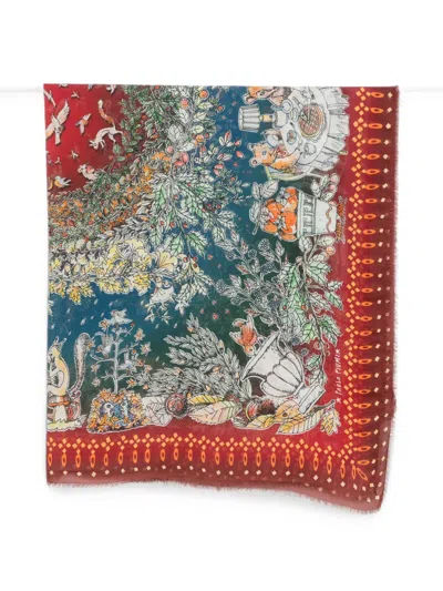 Faliero Sarti Graphic-print Frayed Scarf In Multi