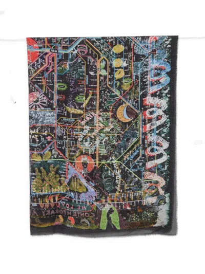 Faliero Sarti Graphic-print Frayed Scarf In Multi