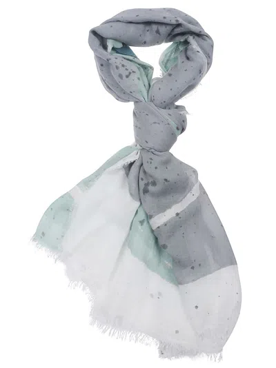 Faliero Sarti Green Multicolor Cashmere Blend Stole In Gray