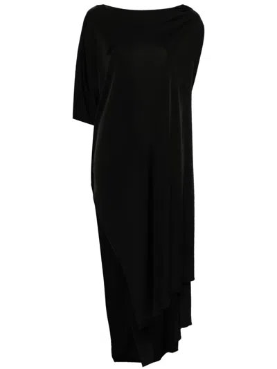 Faliero Sarti Guadalupe Asymmetric Beach Dress In Black