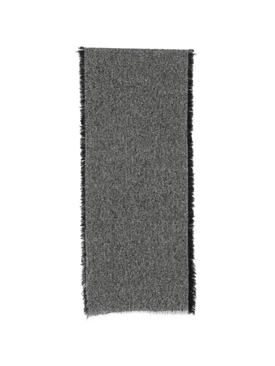Faliero Sarti Herringbone-weave Frayed Scarf In Gold