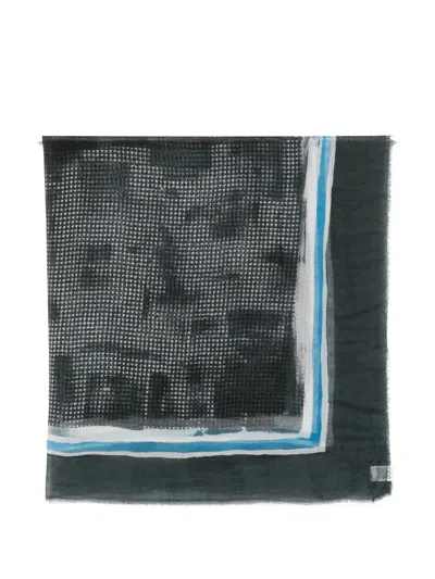 Faliero Sarti Houndstooth-pattern Frayed Scarf In Orange