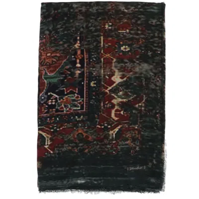 Faliero Sarti Intricate Patterned Modal-cashmere Scarf With Fringed Edges In Black