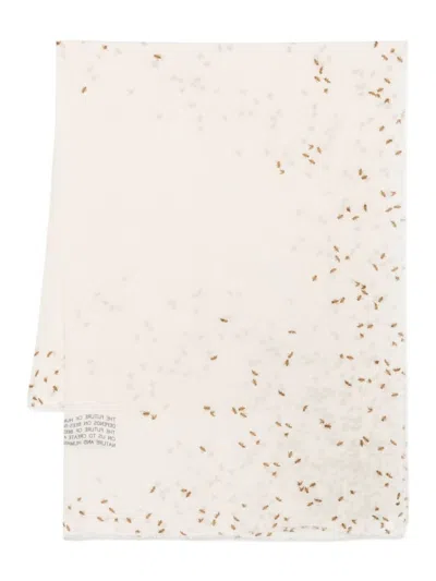 Faliero Sarti Ivory Scarf With Delicate Bee
