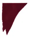 Faliero Sarti Triangular Cashmere Wool Scarf With Frayed Edges In Burgundy