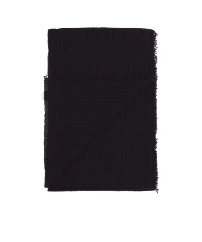 Faliero Sarti Knitted Virgin Wool-cashmere Blend Scarf In Black