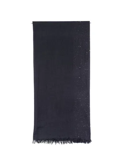 Faliero Sarti Kundy Sequin-embellished Frayed Scarf In Blue