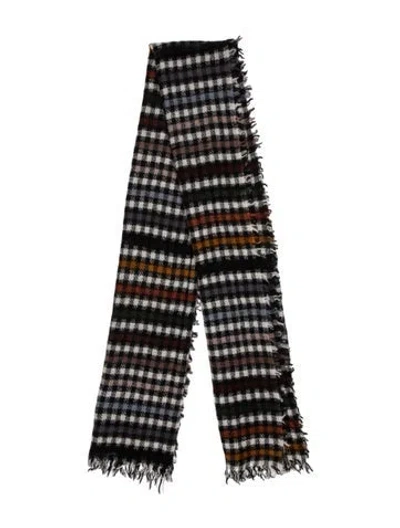 Pre-owned Faliero Sarti Lambswool Plaid Print Scarf In Black