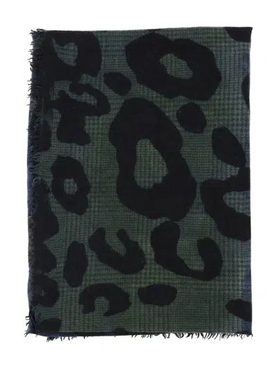 Faliero Sarti Leopard-print Fringed Scarf In Green