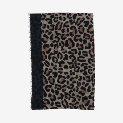 FALIERO SARTI LEOPARD PRINT FRINGED SCARF