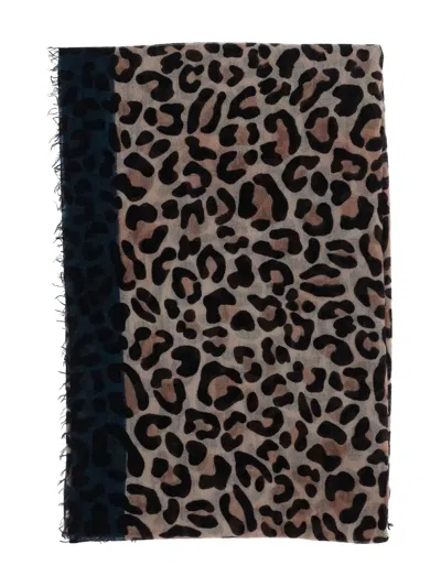 FALIERO SARTI LEOPARD-PRINT PANELLED SCARF