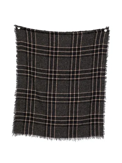 Faliero Sarti Little Perry Check-pattern Frayed-edge Scarf In Gray