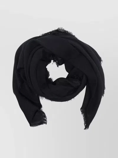 Faliero Sarti Luxurious Diamante Scarf Frayed Edges In Black