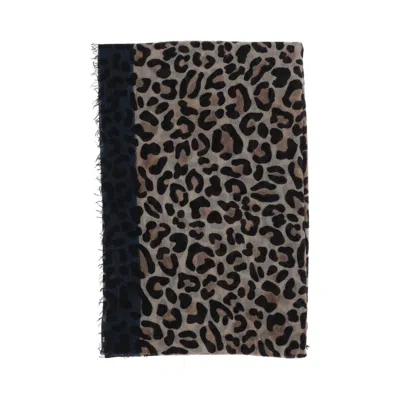 Faliero Sarti Maila Cashmere Scarf With Leopadrata Pattern In Black