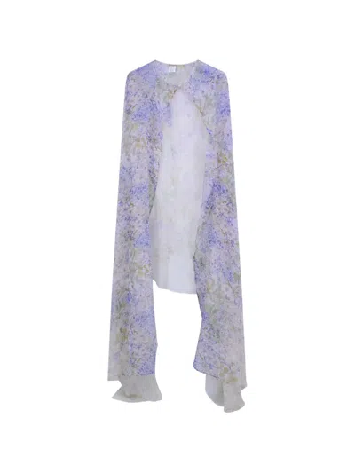 Faliero Sarti Mariposa Floral-print Silk Cape In Purple