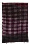 Faliero Sarti Multicolor Houndstooth Scarf With Frayed Hem