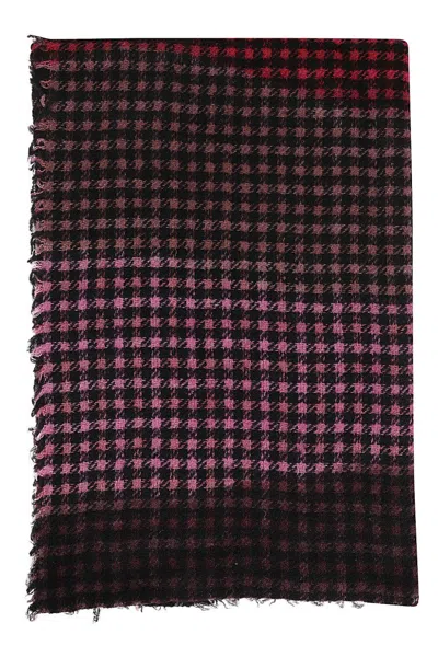 FALIERO SARTI MULTICOLOR HOUNDSTOOTH SCARF WITH FRAYED HEM