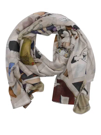 Faliero Sarti Multicolor Model Scarf In Beige