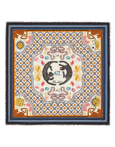 Faliero Sarti Multicolor Statement Scarf In Brown