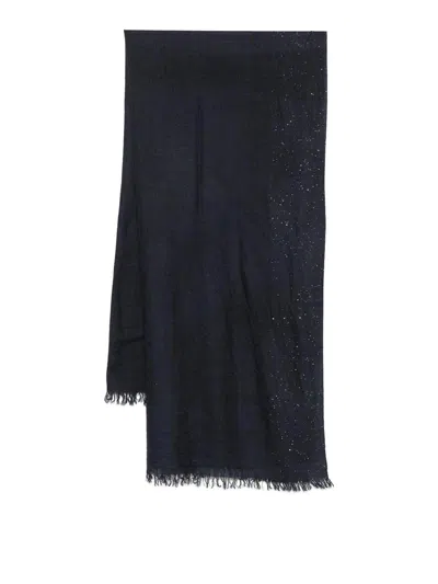 FALIERO SARTI NAVY BLUE  SCARF WITH SEQUINS