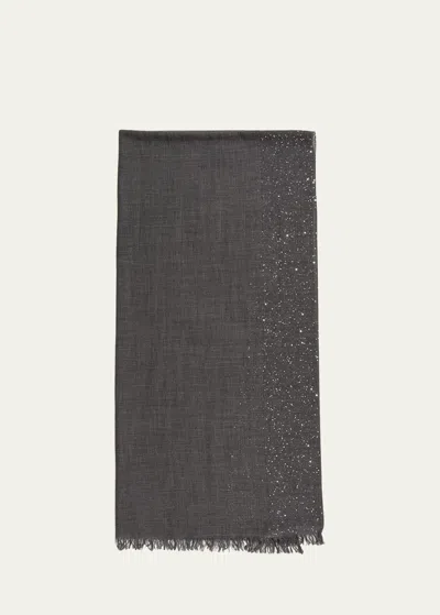 Faliero Sarti New Dalia Sequined Wool-blend Scarf In Navy/black