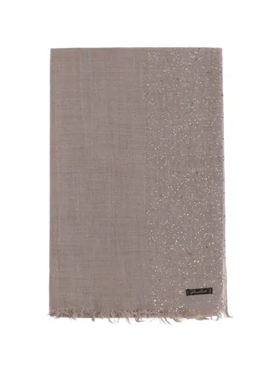 Faliero Sarti New Dalila Sequin-embellished Fringed Scarf In Brown