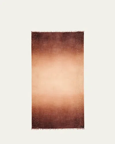 Faliero Sarti New Dania Ombre Sequined Wool Silk Scarf In Ombre Cream To Brown
