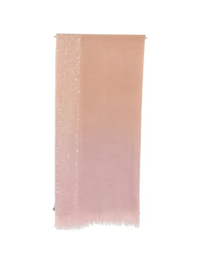 Faliero Sarti New Dania Sequin-embellished Frayed Scarf In Green