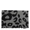 Faliero Sarti Animal Print Scarf Fringed Edges In Black