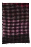 Faliero Sarti Multicolor Houndstooth Scarf With Frayed Hem