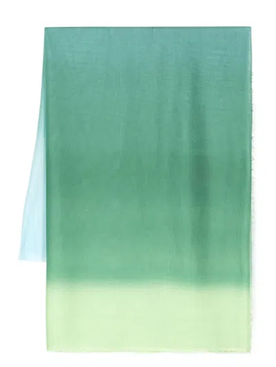 Faliero Sarti Ombré-effect Frayed-edge Scarf In Green