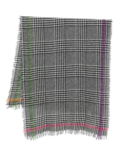 FALIERO SARTI PLAID-PATTERN FRAYED-EDGE SCARF
