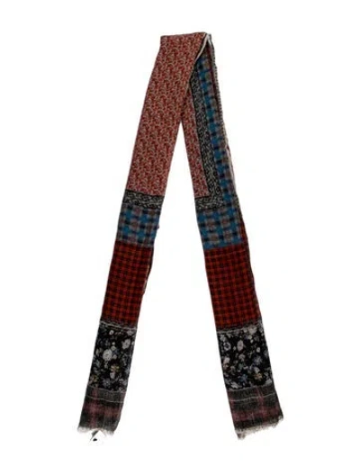 Pre-owned Faliero Sarti Plaid Print Scarf In Gray