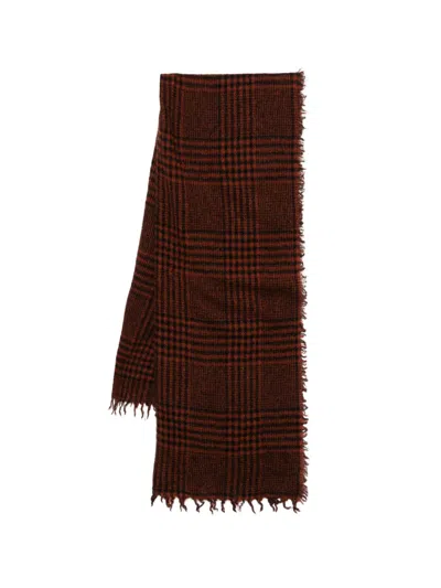 Faliero Sarti Principe Checked Fringed Scarf In Burgundy